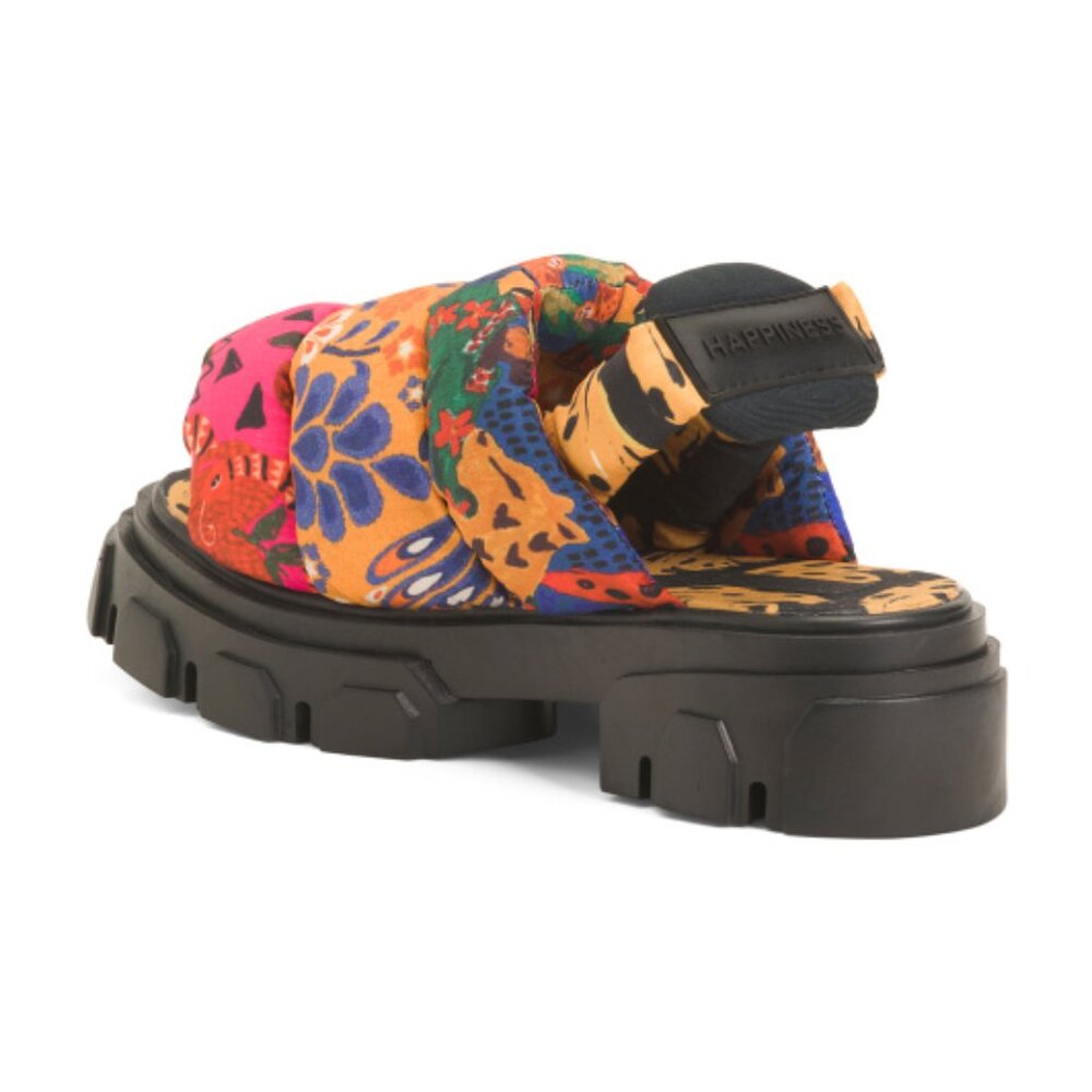 FARM Rio Brazil Scarf Mixed Prints Chunky Lug Shoes Puffy Sandals NWT BOX 9 40 - Picture 5 of 7